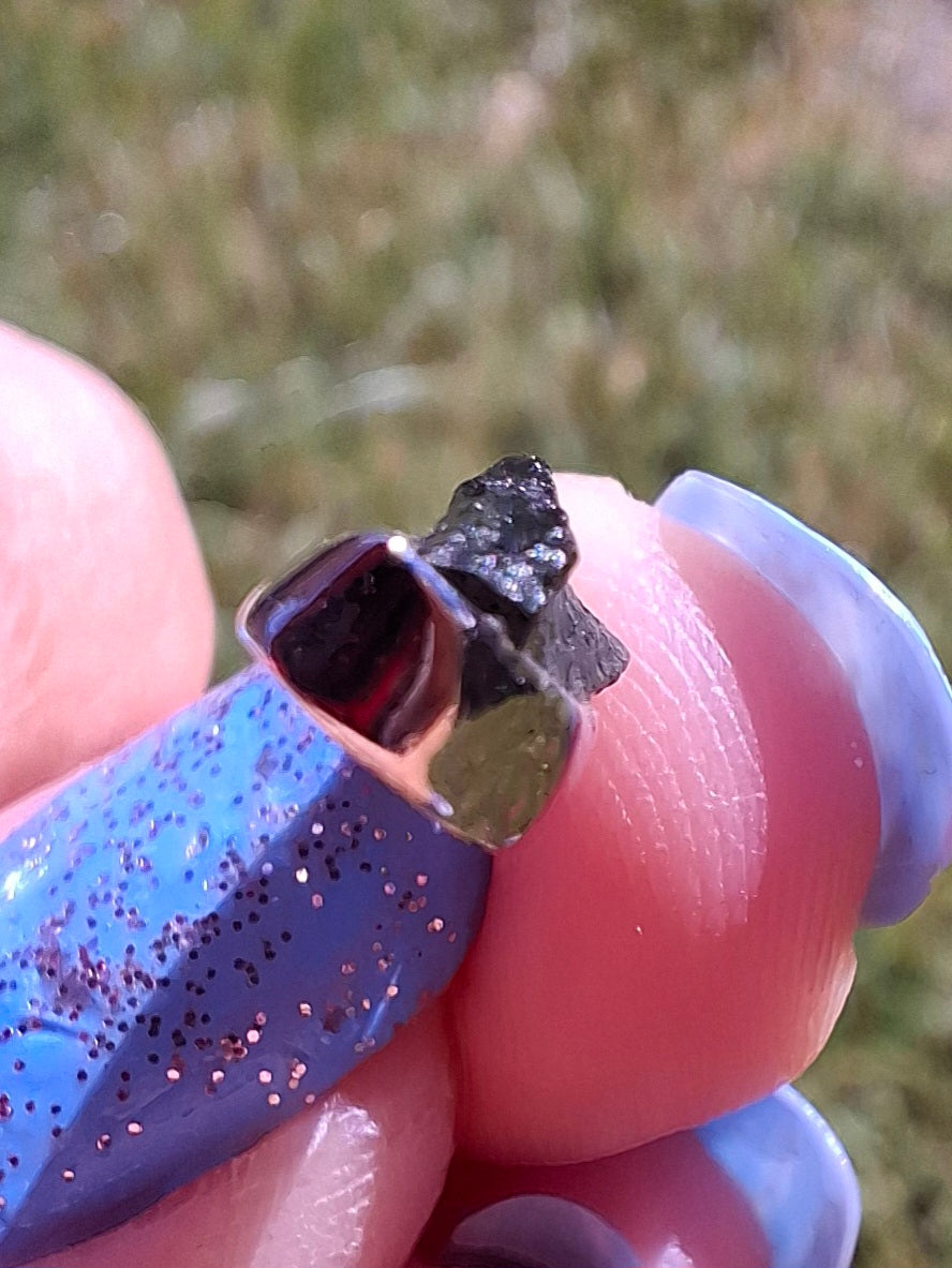Moldavite Pendant, 925 Silver, Tektite (Ref: P82)