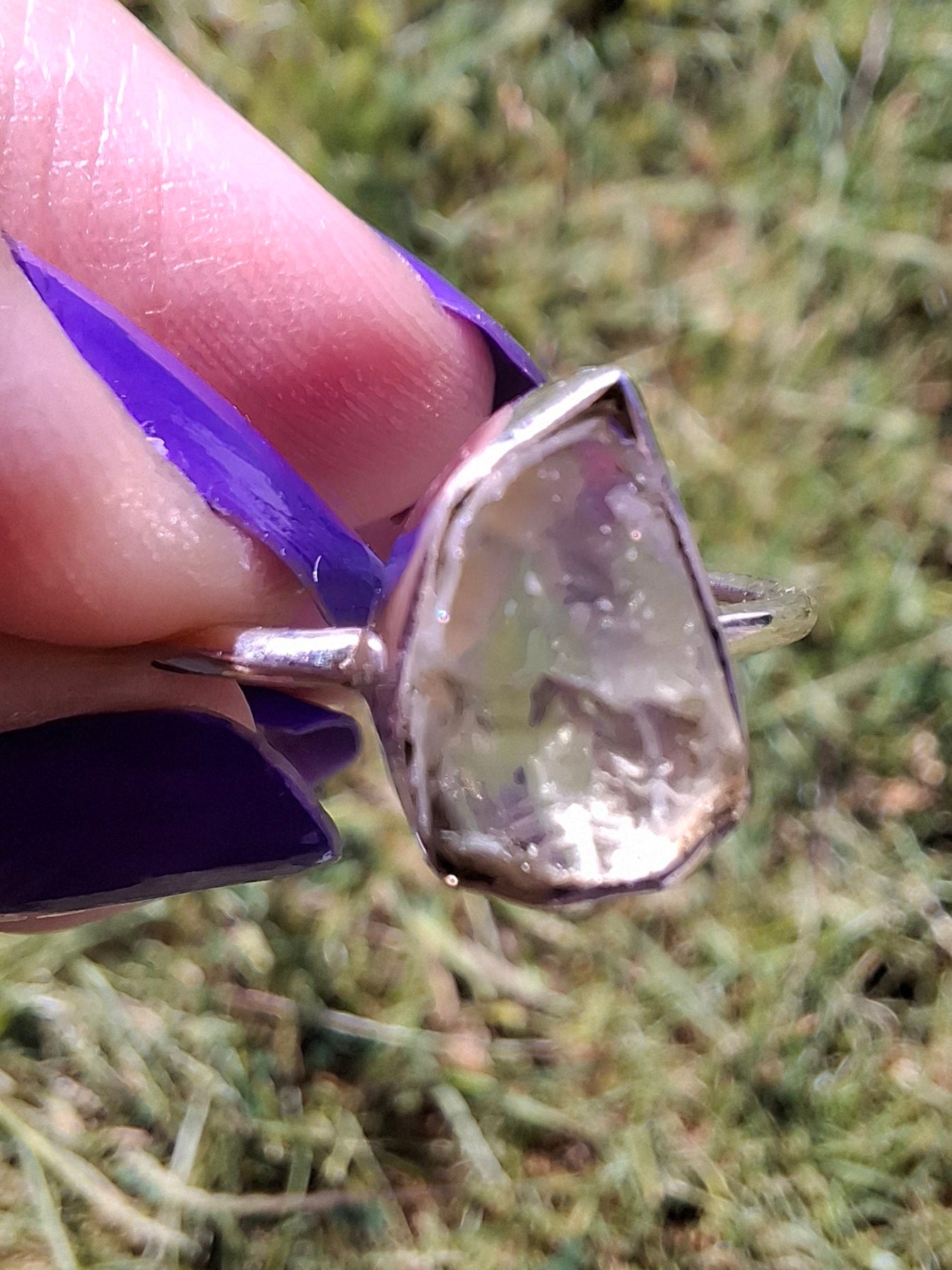 Libyan Desert Glass Ring, size large T, 925 Silver, Tektite (Ref: LR48)