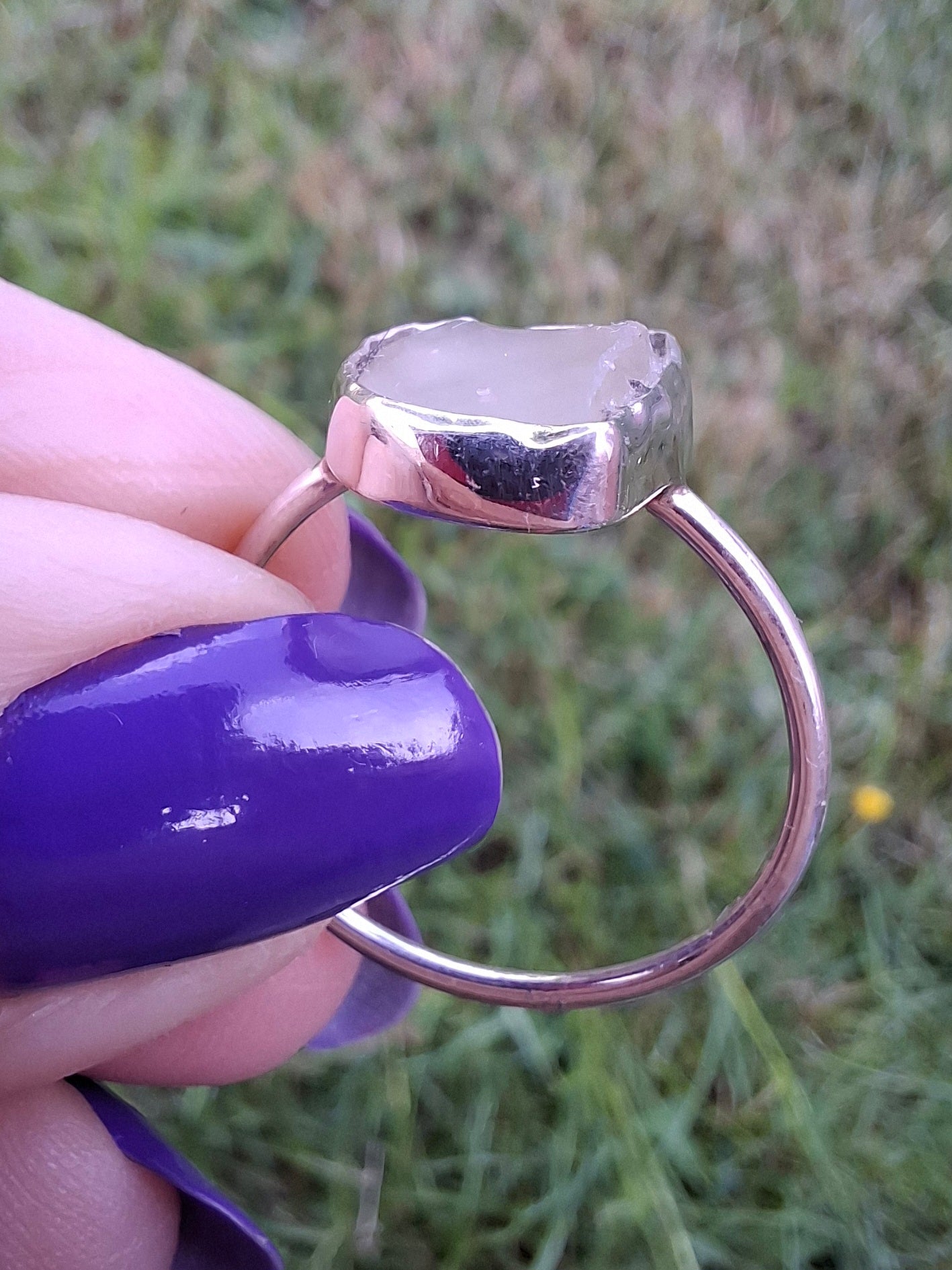 Libyan Desert Glass Ring, size large U, 925 Silver, Tektite (Ref: LR53)