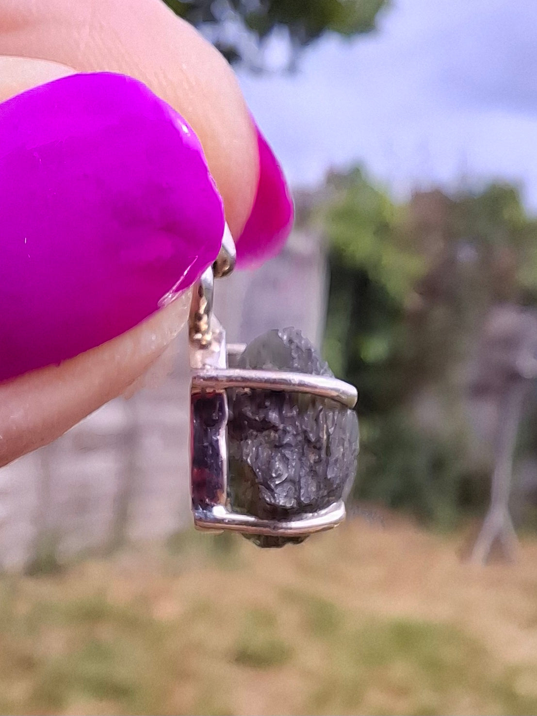 Moldavite Claw Pendant, 925 Silver, Tektite (Ref: P24)