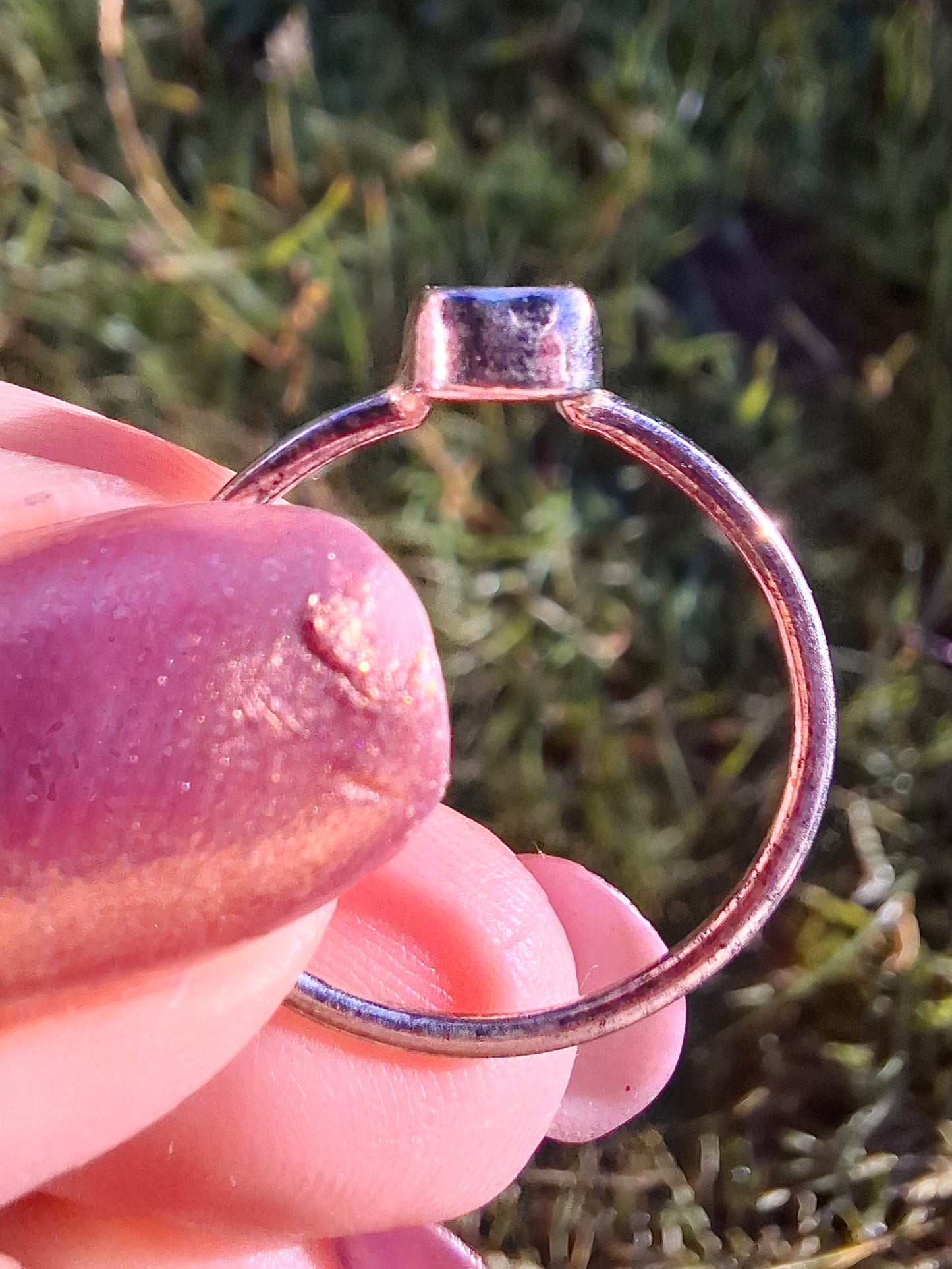 Moldavite Ring, size large P/small Q, 925 Silver, Tektite (Ref: R43)