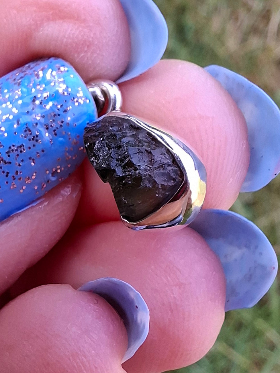 Moldavite Pendant, 925 Silver, Tektite (Ref: P51)
