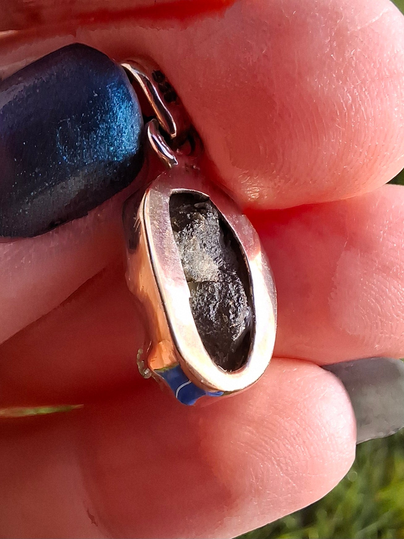 Moldavite PENDANT, 925 Silver, Tektite (Ref: P1)
