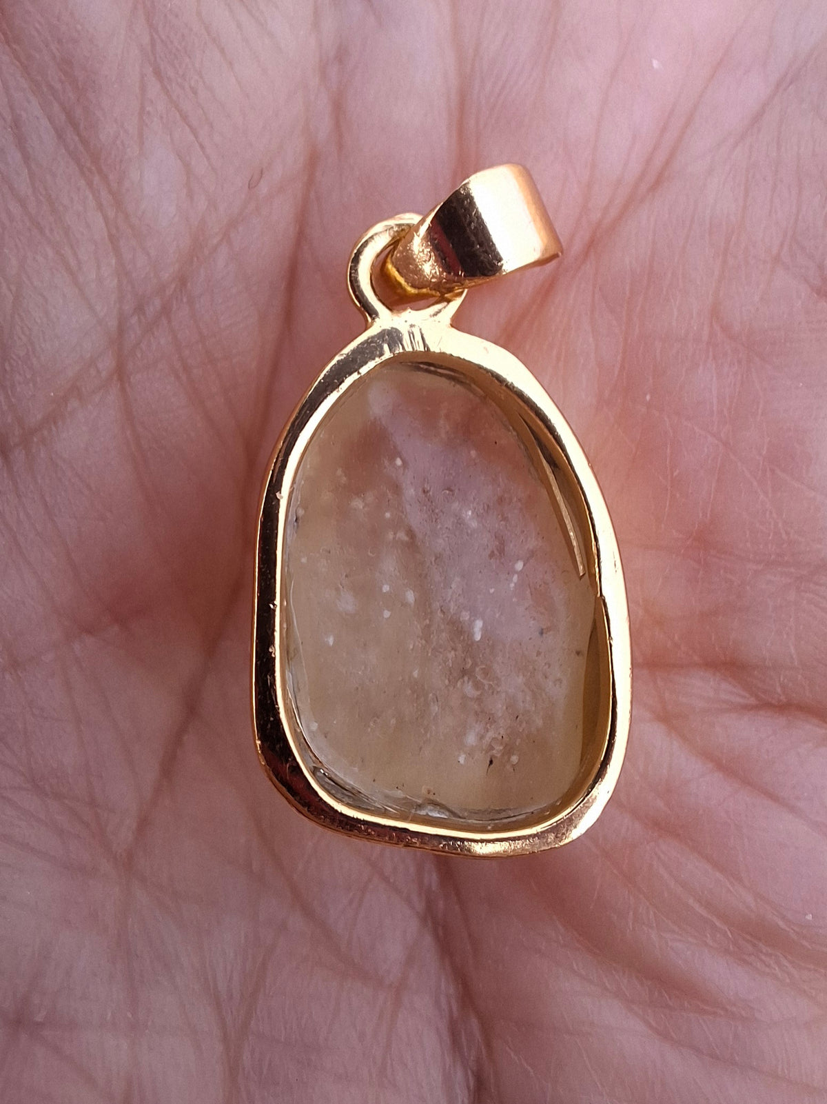 Libyan Desert Glass Pendant, 14K GOLD Plated, Tektite (Ref: LP123)