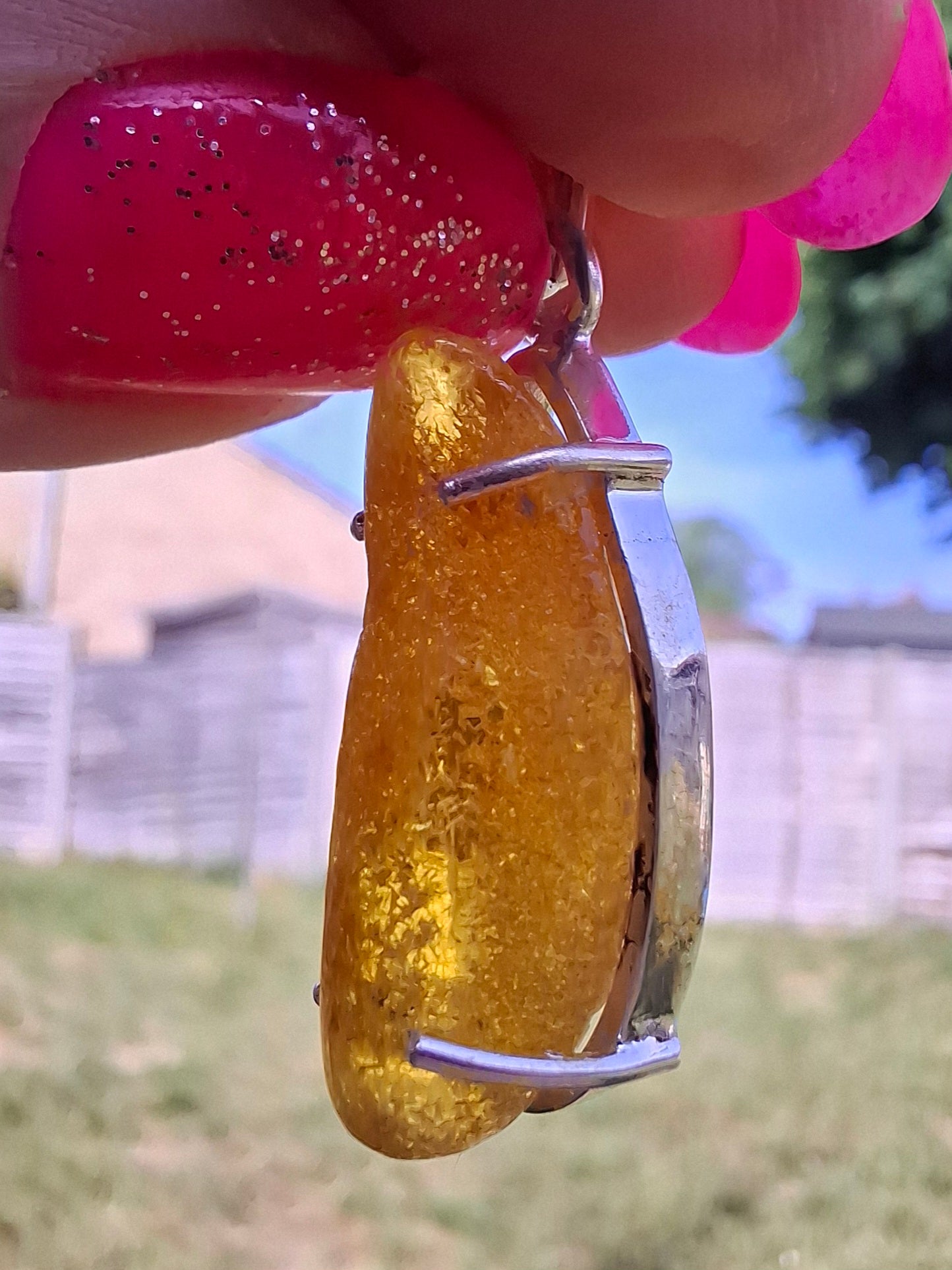 Baltic Amber Pendant, 925 Silver, Fossil (Ref: AP9)