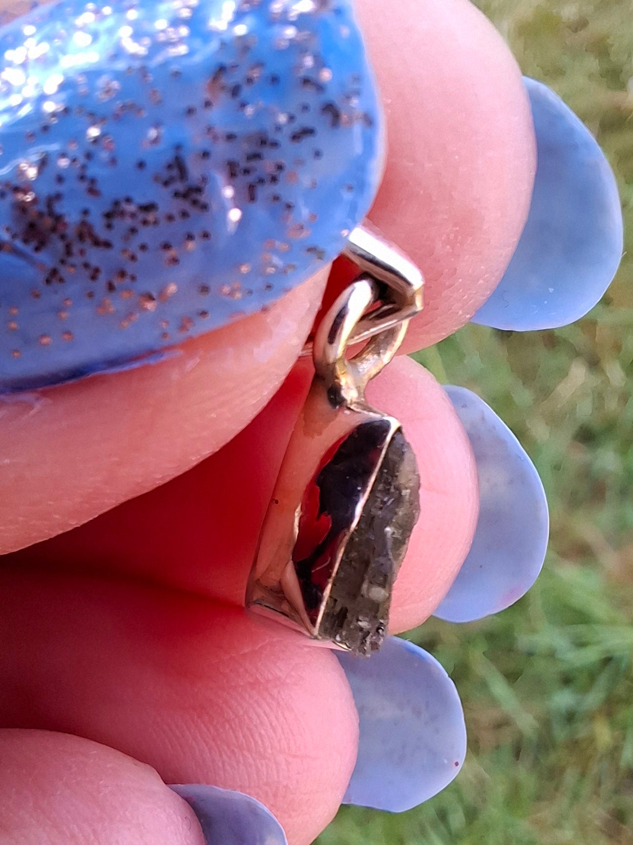Moldavite Pendant, 925 Silver, Tektite (Ref: P32)