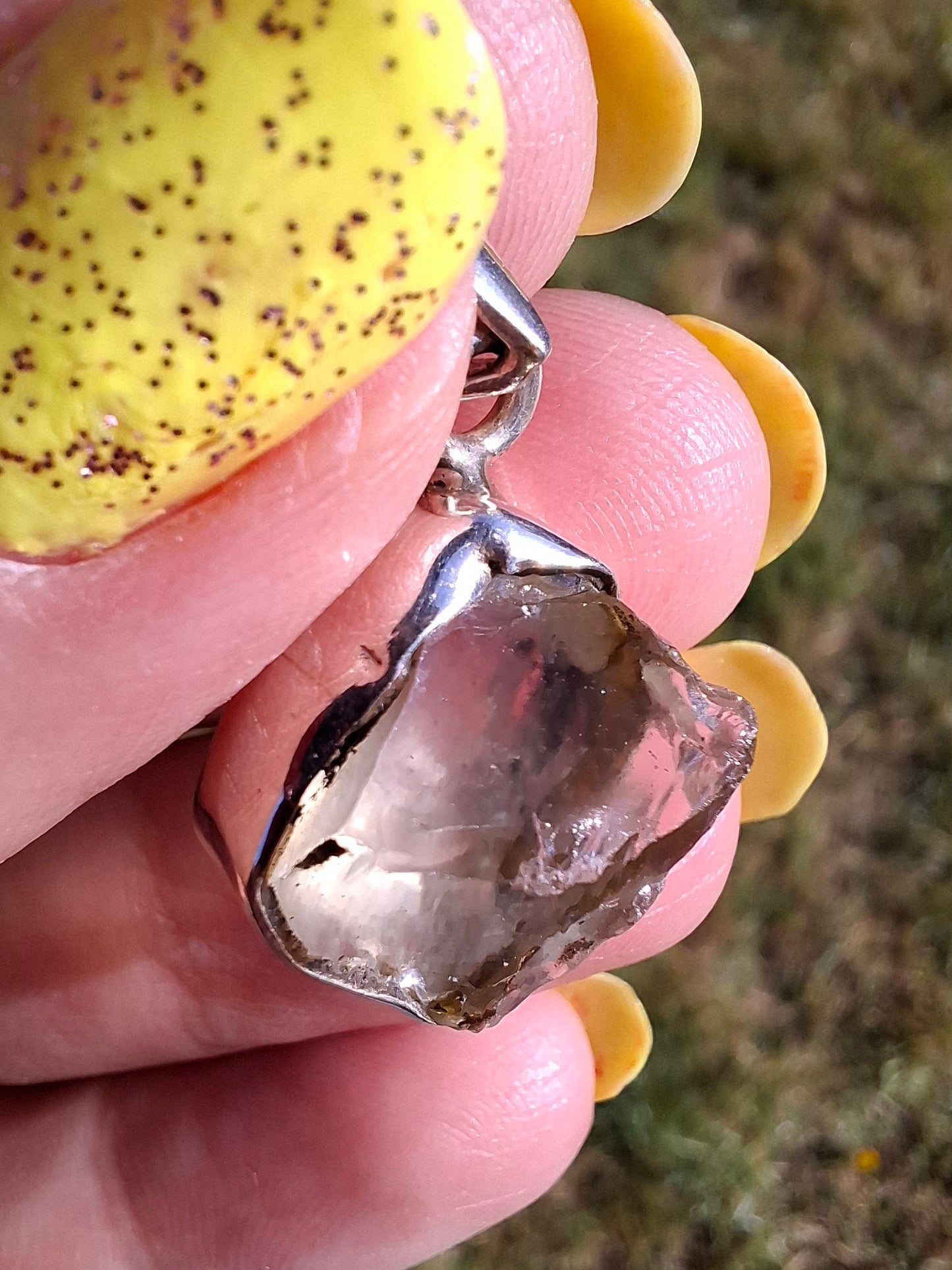 Libyan Desert Glass Pendant, 925 Silver, Tektite (Ref: LP113)