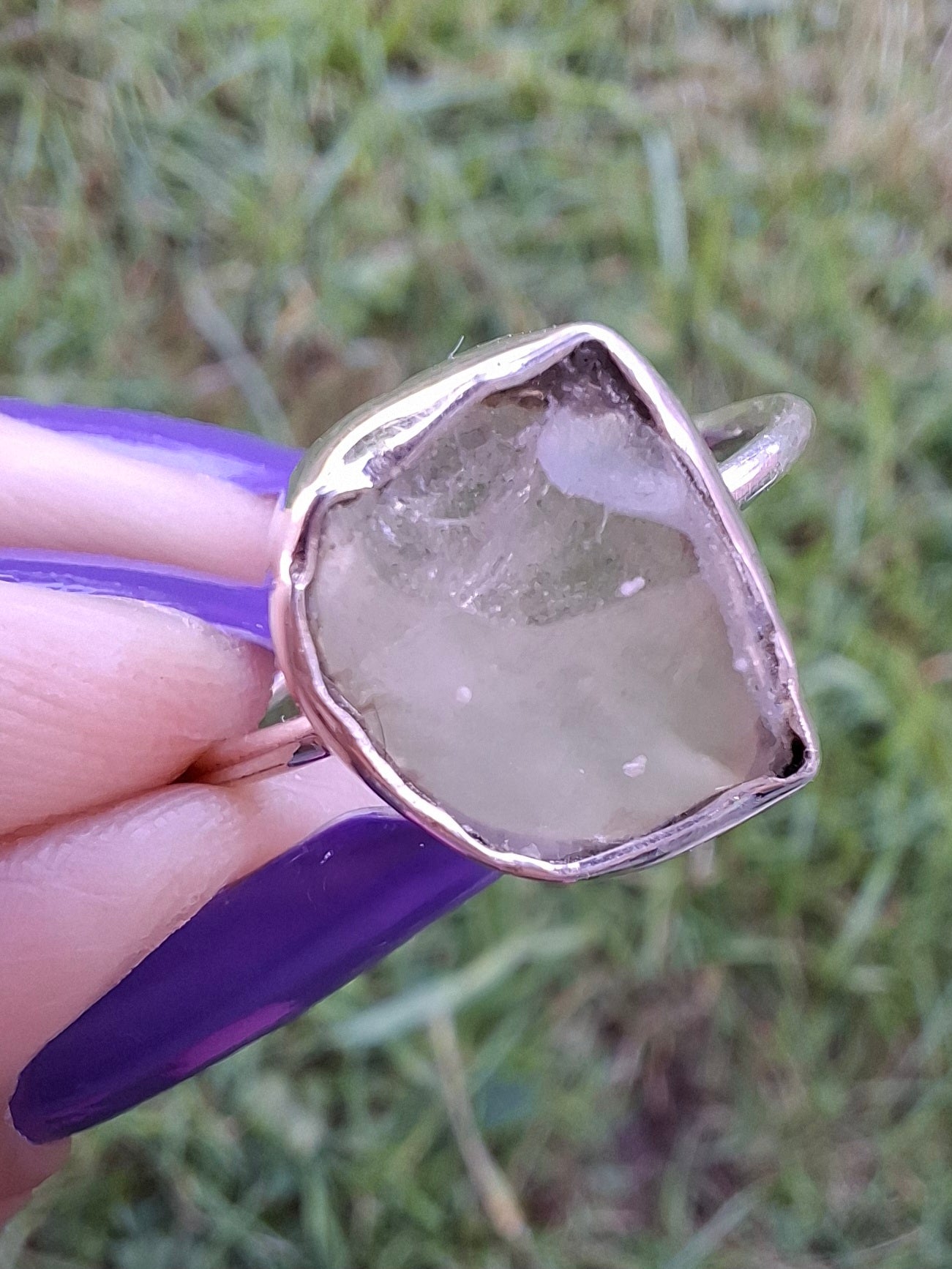 Libyan Desert Glass Ring, size large U, 925 Silver, Tektite (Ref: LR53)