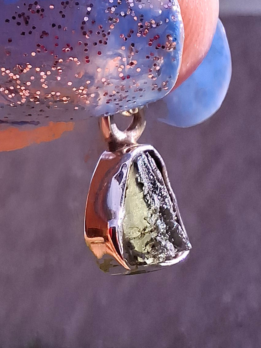 Moldavite Pendant, 925 Silver, Tektite (Ref: P55)
