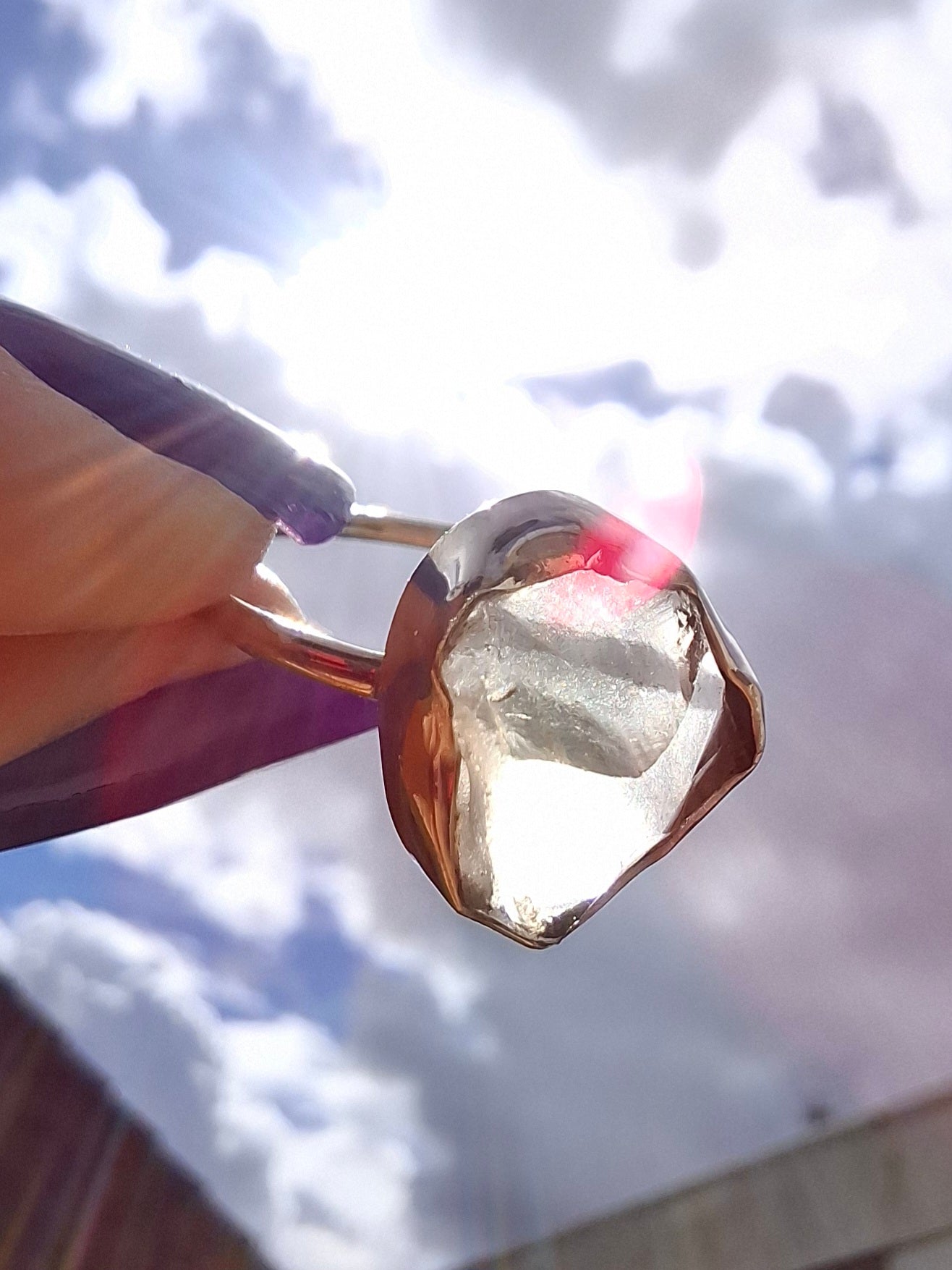 Libyan Desert Glass Ring, size small R, 925 Silver, Tektite (Ref: LR38)
