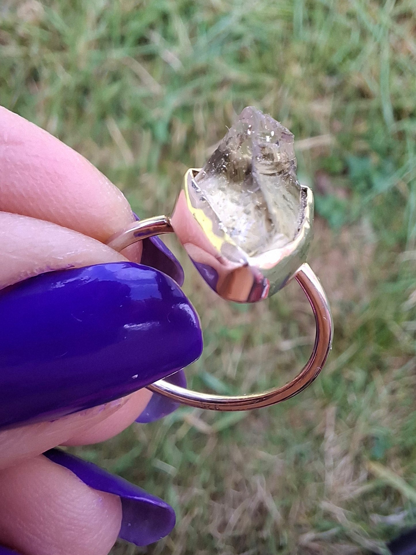 Libyan Desert Glass Ring, size Large O, 925 Silver, Tektite (Ref: LR21)