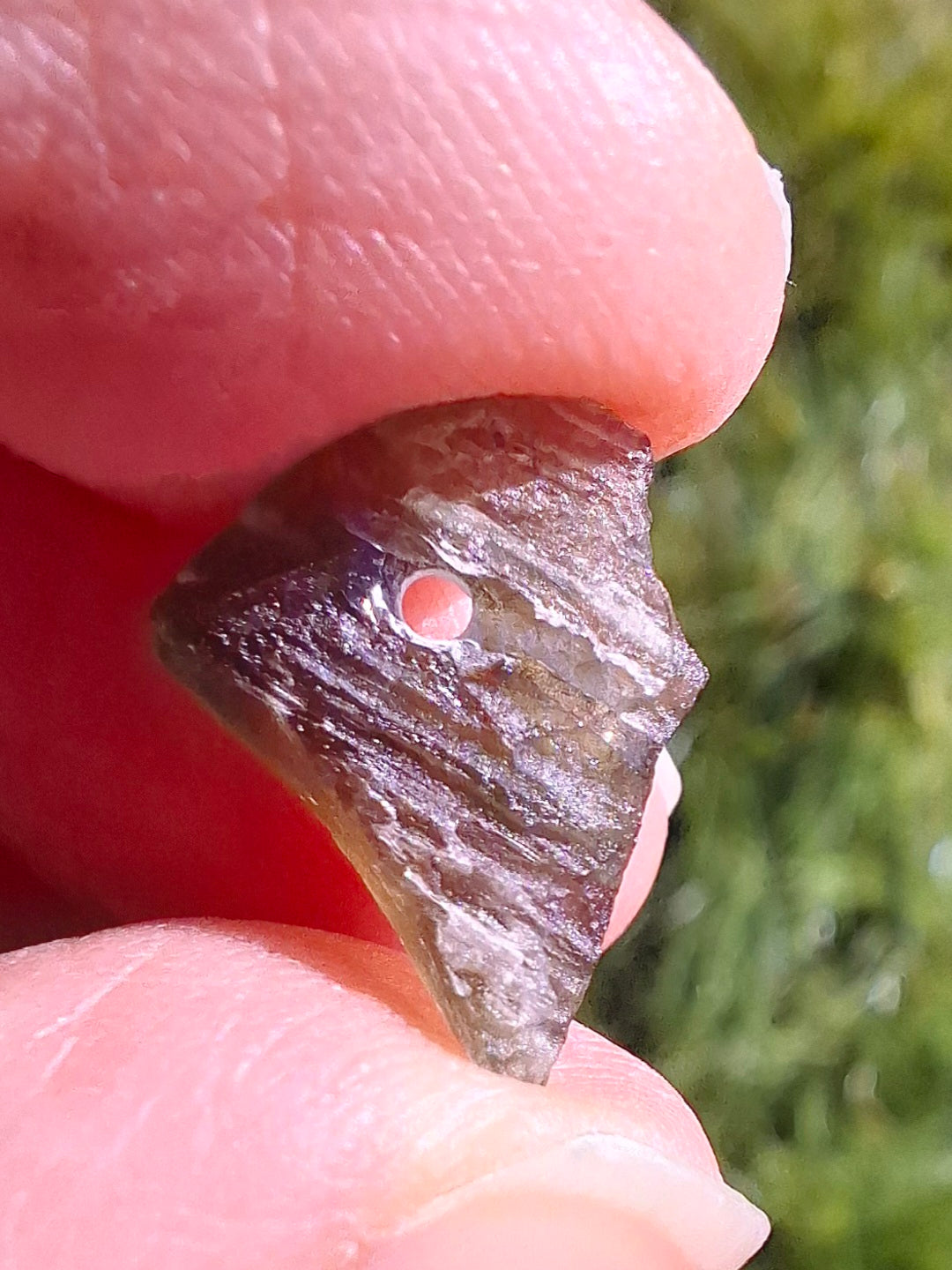 DRILLED, Moldavite Piece, 0.80g, Tektite (Ref: D24)
