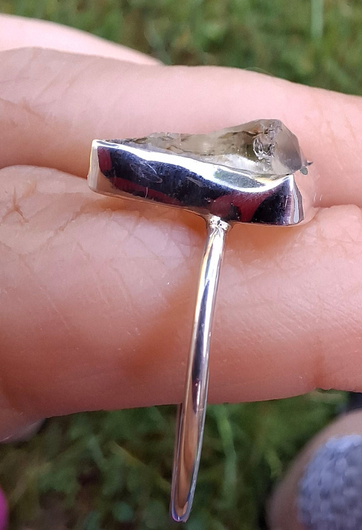 Libyan Desert Glass Ring, size large W, 925 Silver, Tektite (Ref: LR62)