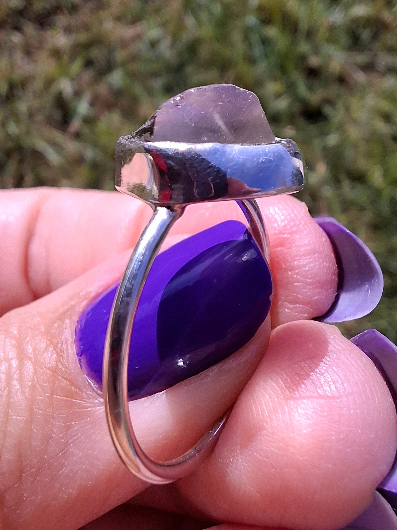 Libyan Desert Glass Ring, size large R/small S, 925 Silver, Tektite (Ref: LR42)