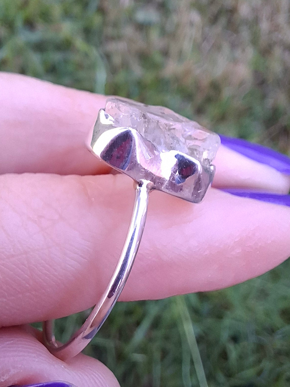 Libyan Desert Glass Ring, size large R/small S, 925 Silver, Tektite (Ref: LR43)