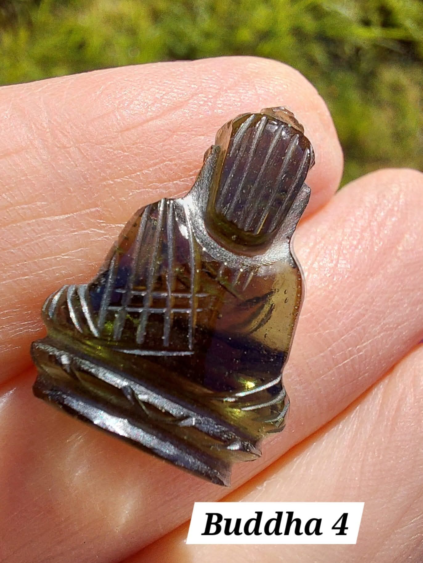 Moldavite BUDDHA Carving, 2.71g, Tektite (Ref: Buddha4)
