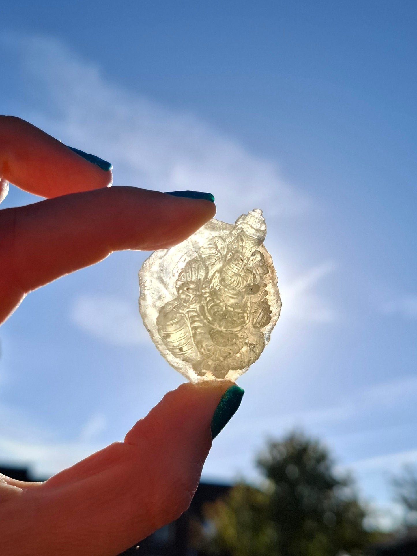 Libyan Desert Glass GANESHA carving, 20.76g, Tektite (Ref: Ganesha4)