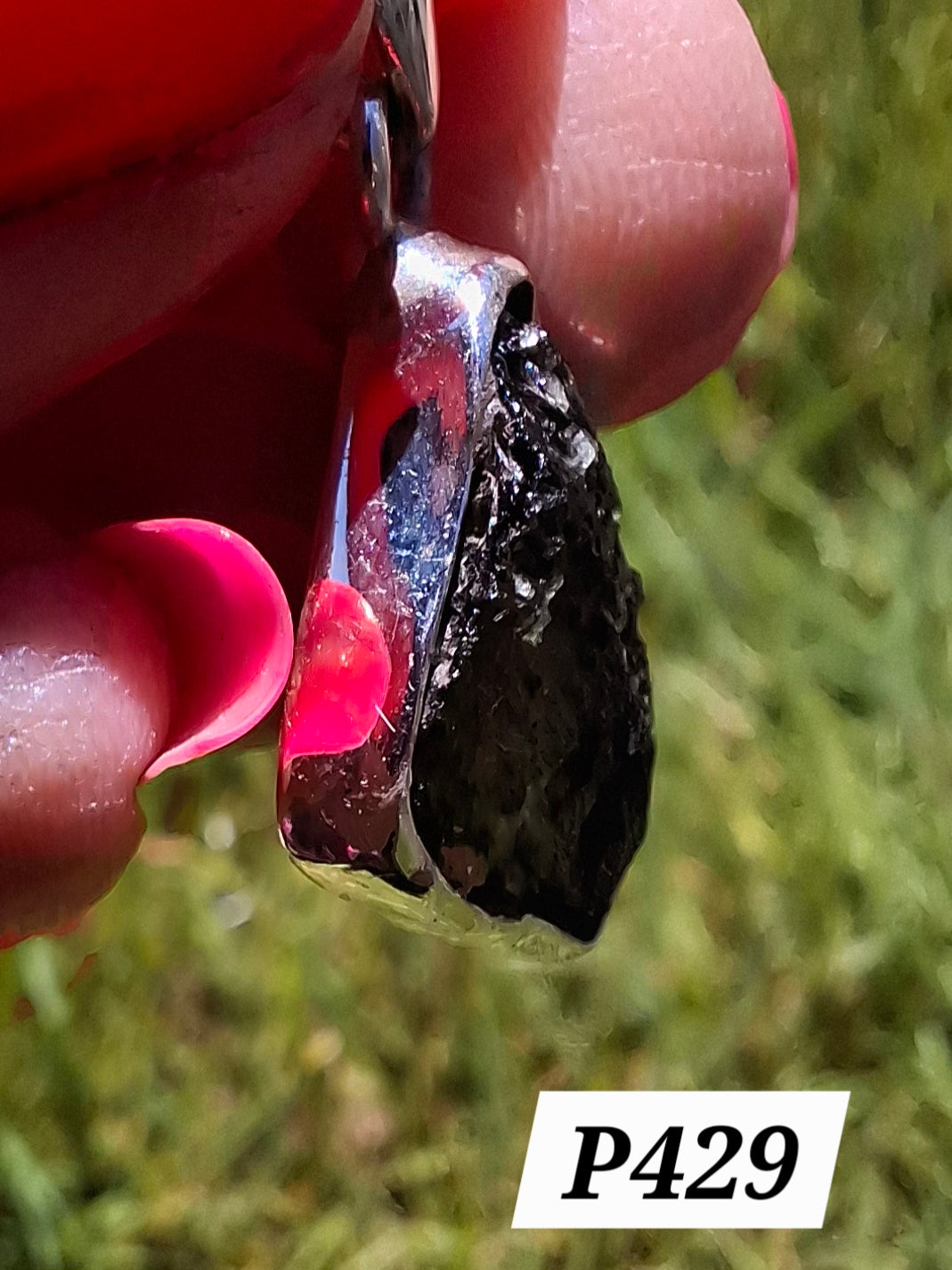 Moldavite Pendant, 925 Silver, Tektite (Ref: P429)