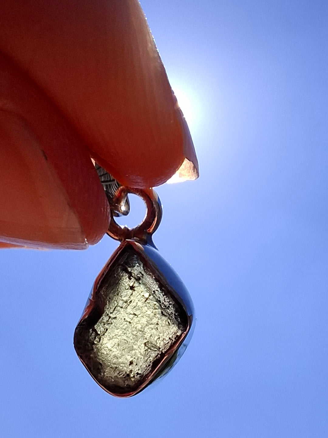 Moldavite Pendant, 925 Silver, Tektite (Ref: P60)