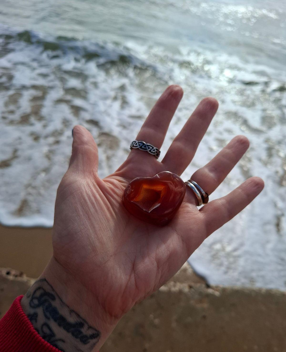 Druzy Carnelian Heart, Crystal (Ref: DCH1)