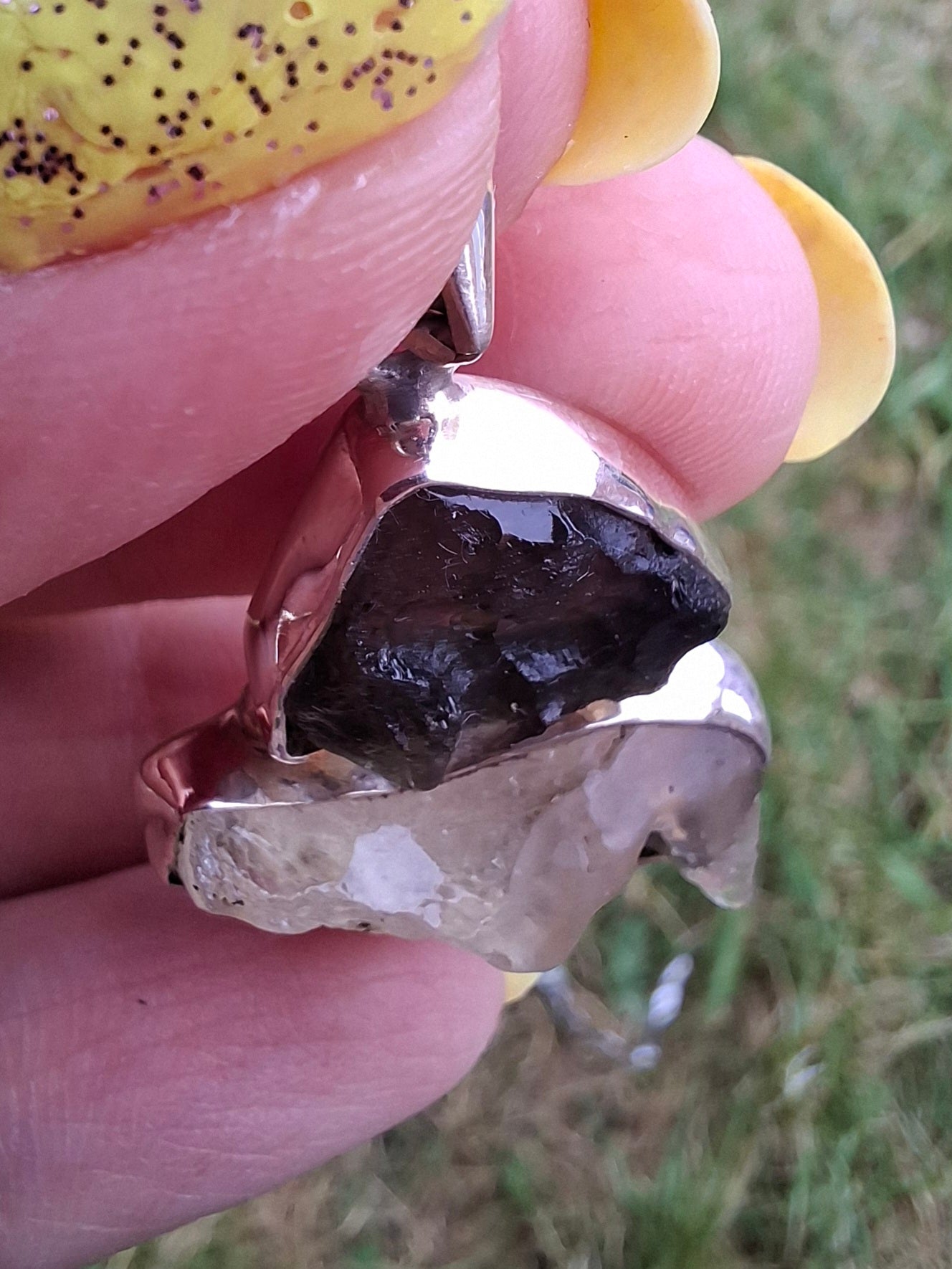 Moldavite & Libyan Desert Glass Pendant, 925 Silver, Tektite (Ref: MLP18)