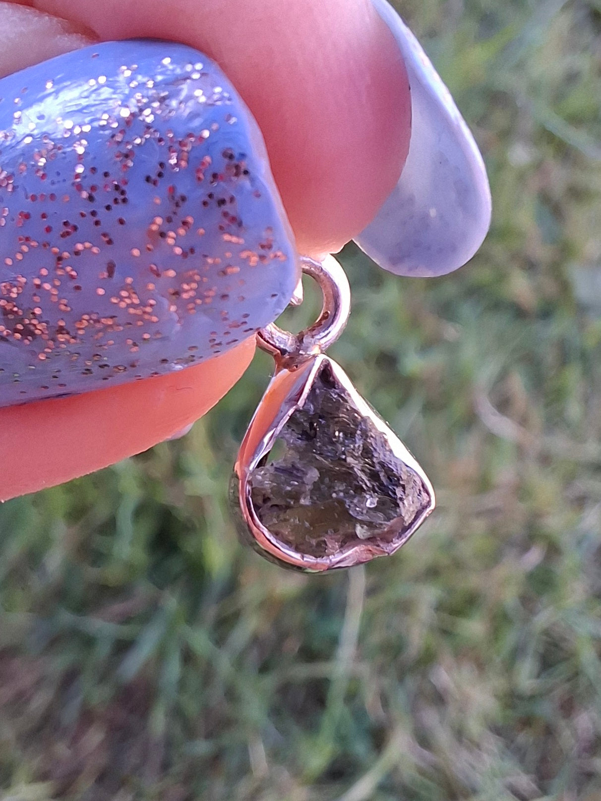 Moldavite Pendant, 925 Silver, Tektite (Ref: P85)