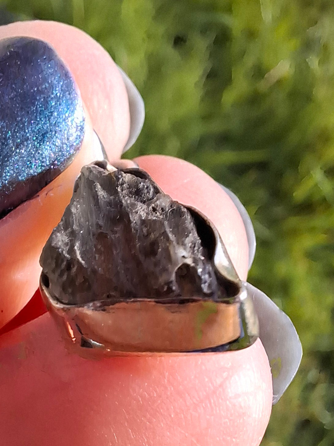 Moldavite Pendant, 925 Silver, Tektite (Ref: P8)