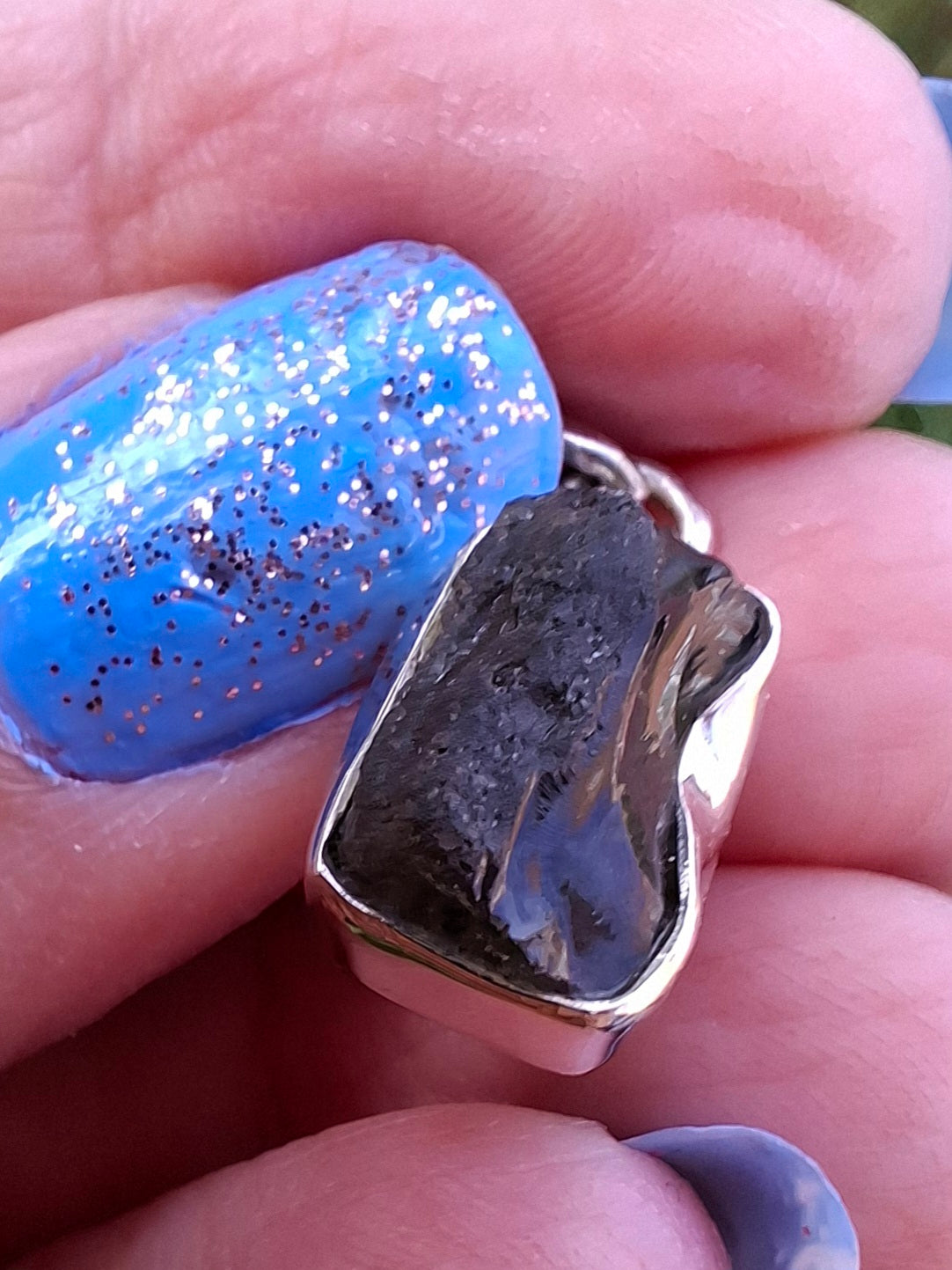 Moldavite Pendant, 925 Silver, Tektite (Ref: P31)