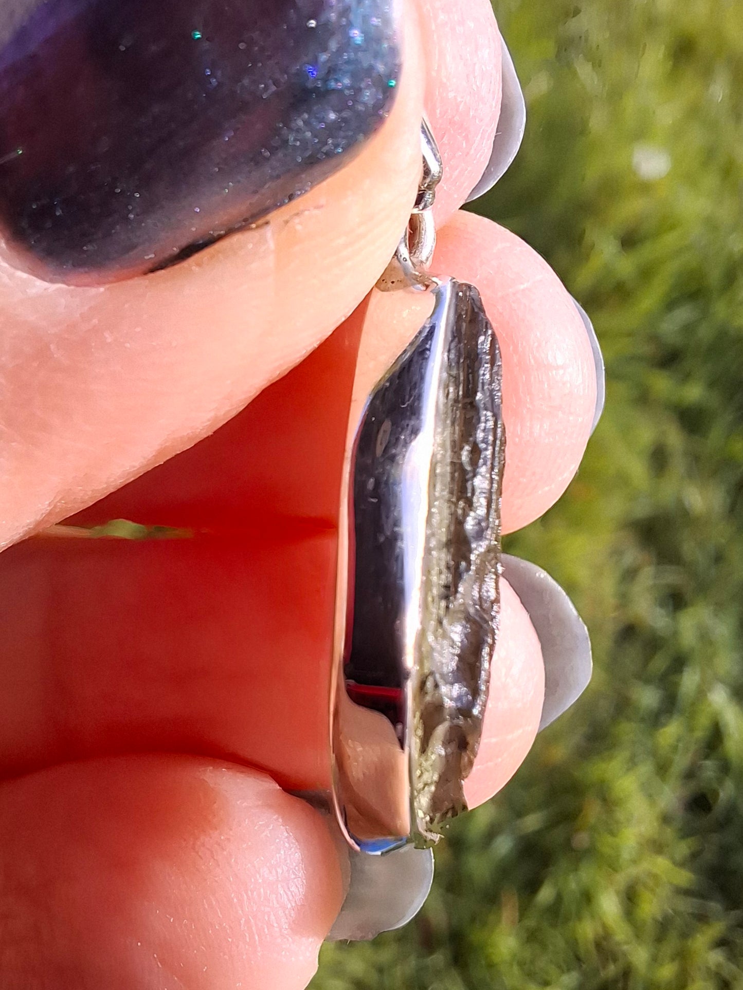 Moldavite Pendant, 925 Silver, Tektite (Ref: P11)