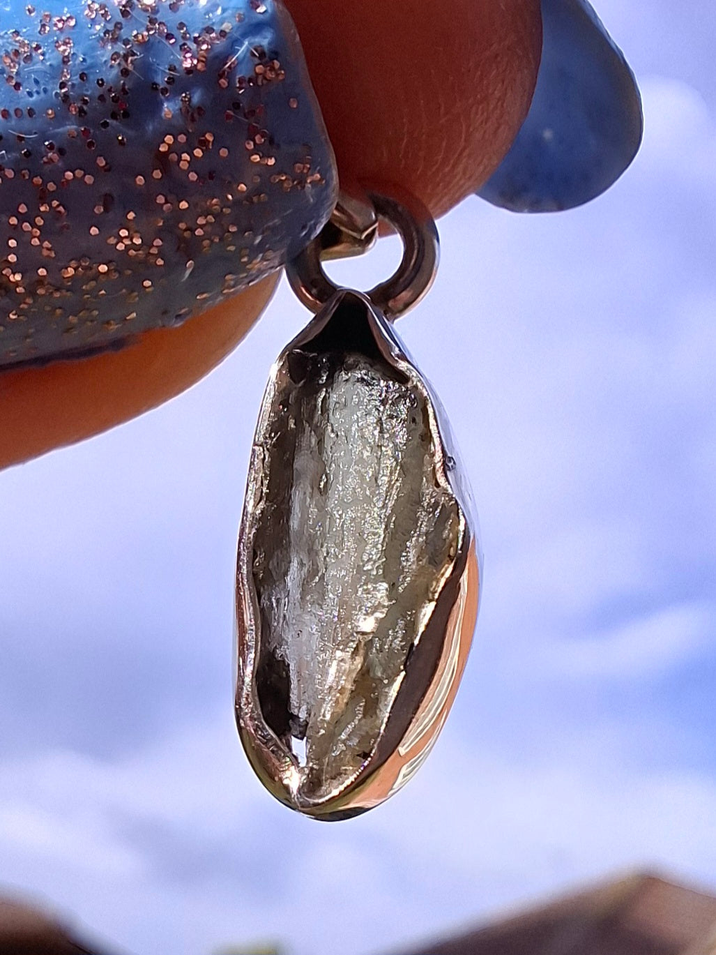 Moldavite Pendant, 925 Silver, Tektite (Ref: P43)