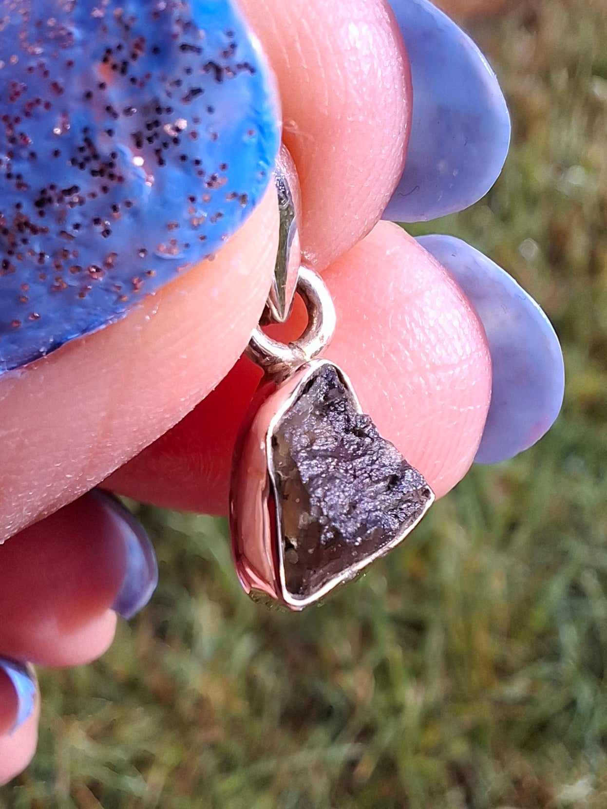 Moldavite Pendant, 925 Silver, Tektite (Ref: P34)