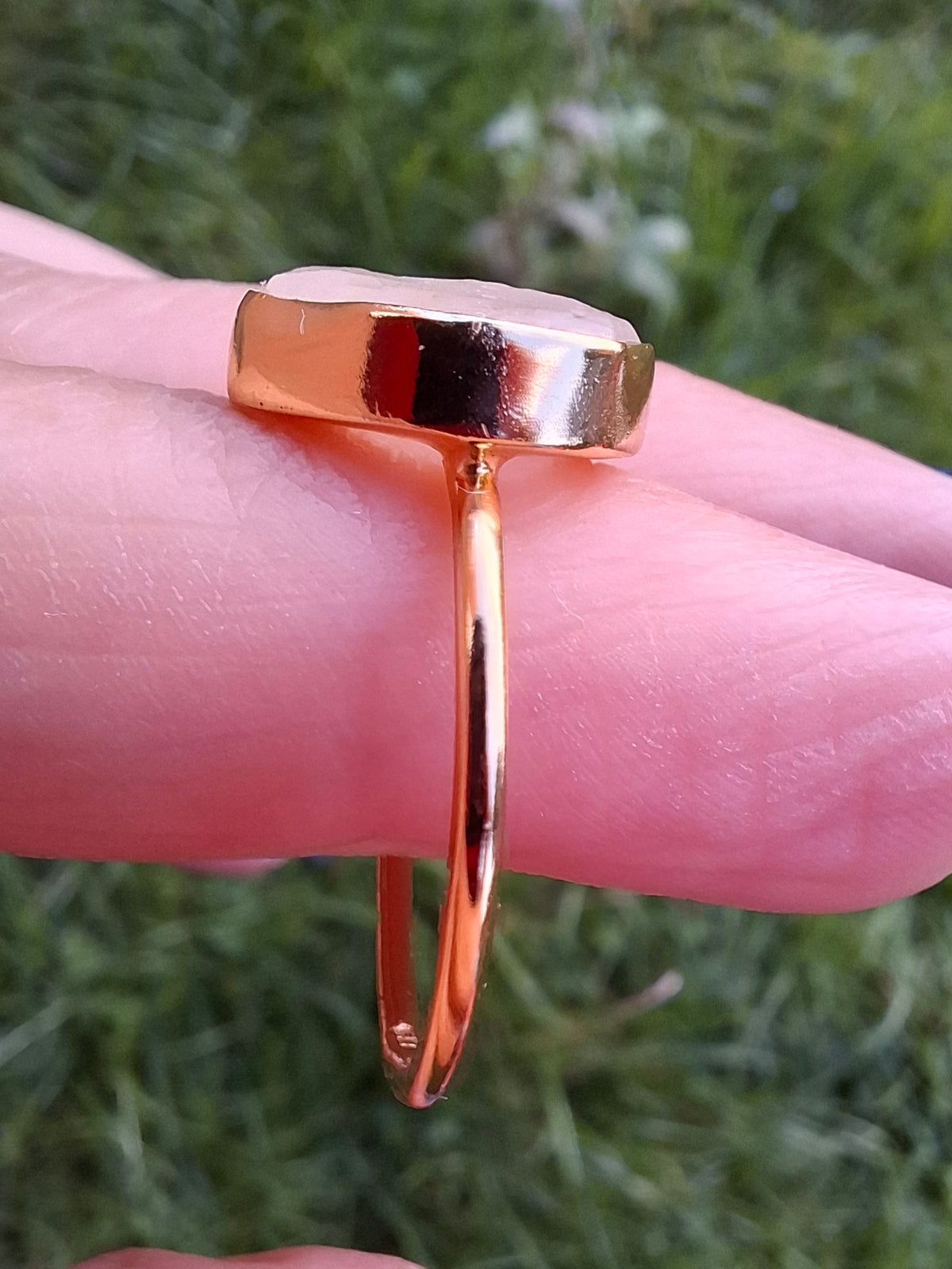 Libyan Desert Glass Ring, 14K GOLD Plated, size large R, Tektite (Ref: LR76)