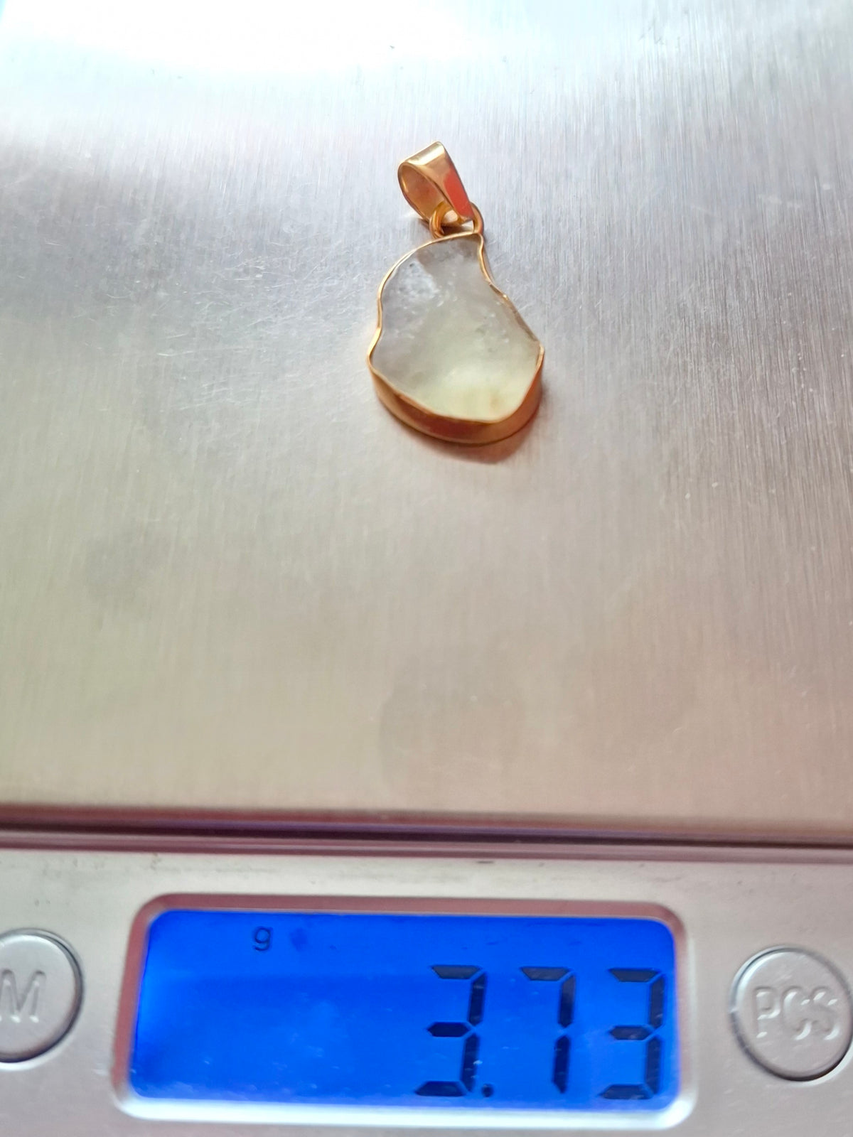 Libyan Desert Glass Pendant, 14K GOLD Plated, Tektite (Ref: LP115)