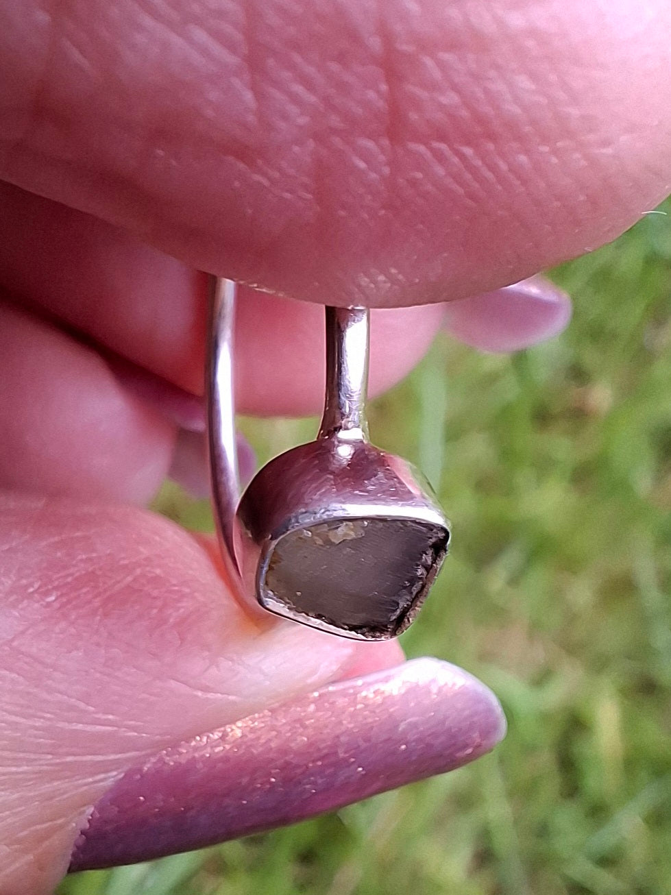 Moldavite Ring, size small L, 925 Silver, Tektite (Ref: R63)