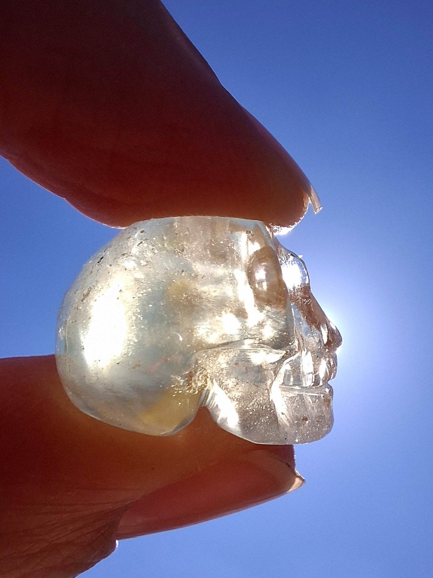 Libyan Desert Glass SKULL carving, 4.59g, Tektite (Ref: Skull2)