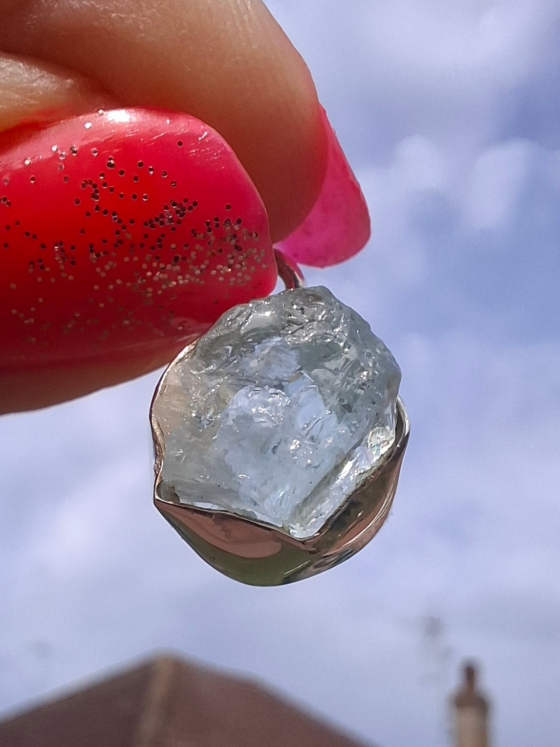 Aquamarine Pendant, 925 Silver, Crystal (Ref: AQ18)