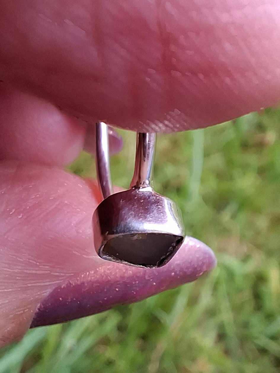 Moldavite Ring, size small L, 925 Silver, Tektite (Ref: R63)