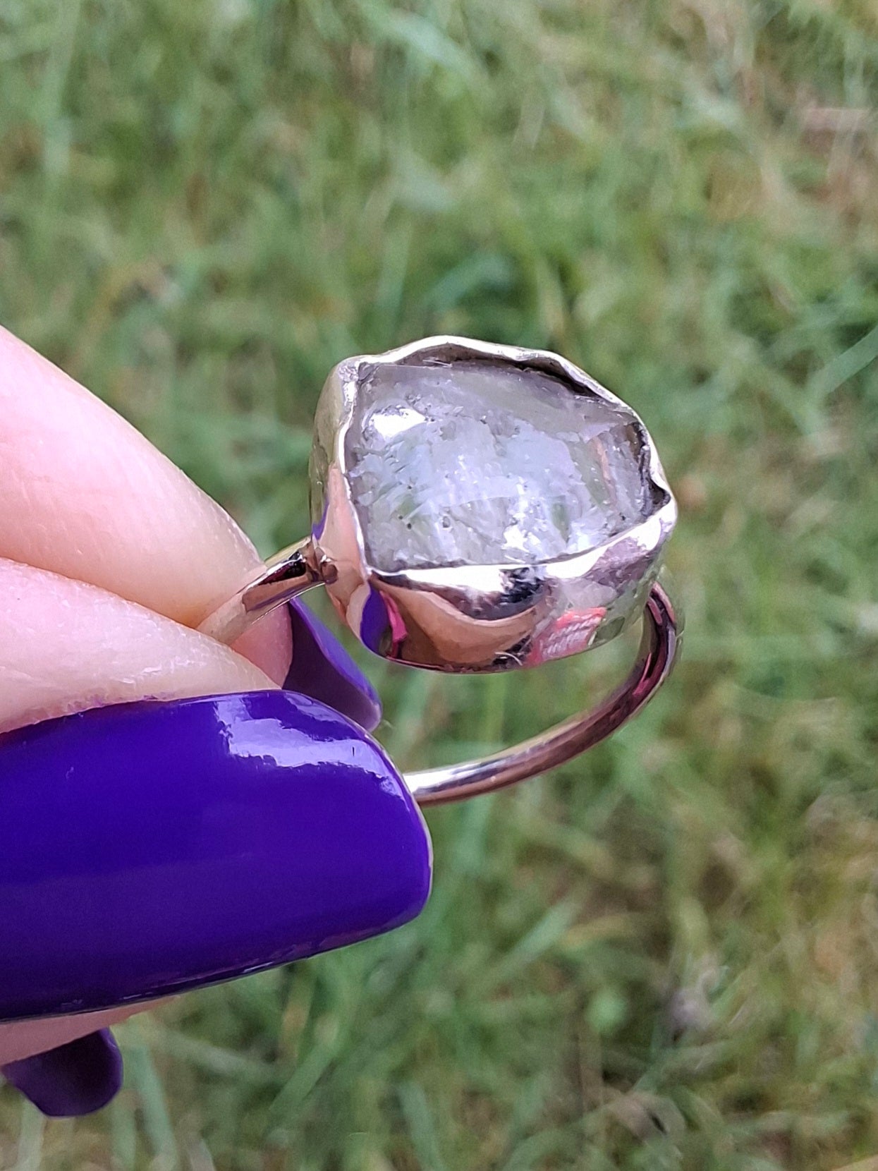 Libyan Desert Glass Ring, size large G/small H, 925 Silver, Tektite (Ref: LR5)