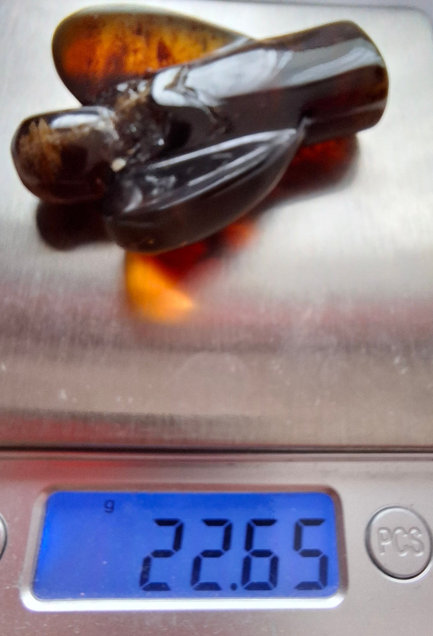 Red Amber Angel, 22.65, Carving, Fossil (Ref: AA3)