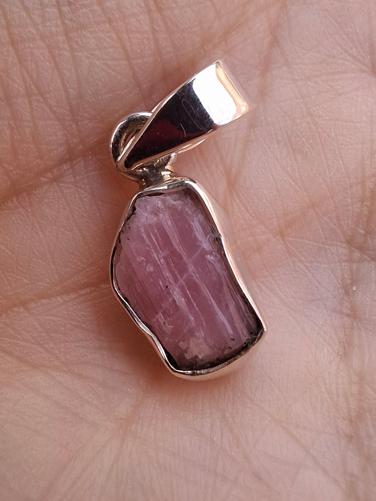 Pink Tourmaline Pendant, 925 Silver, Crystal (Ref: PT69)