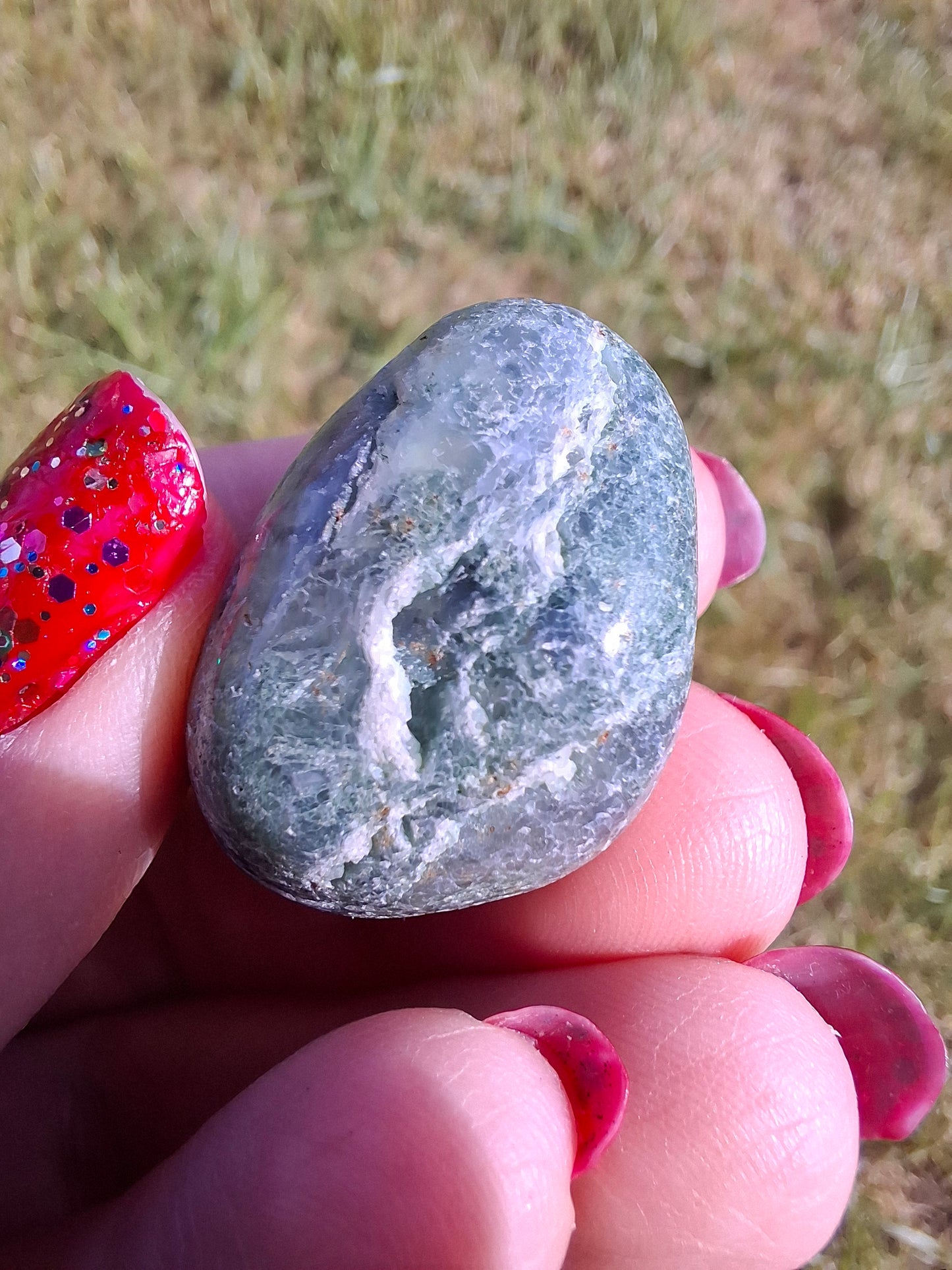 Green Moss Agate, Tumble Stone, Crystal (Ref: T169)