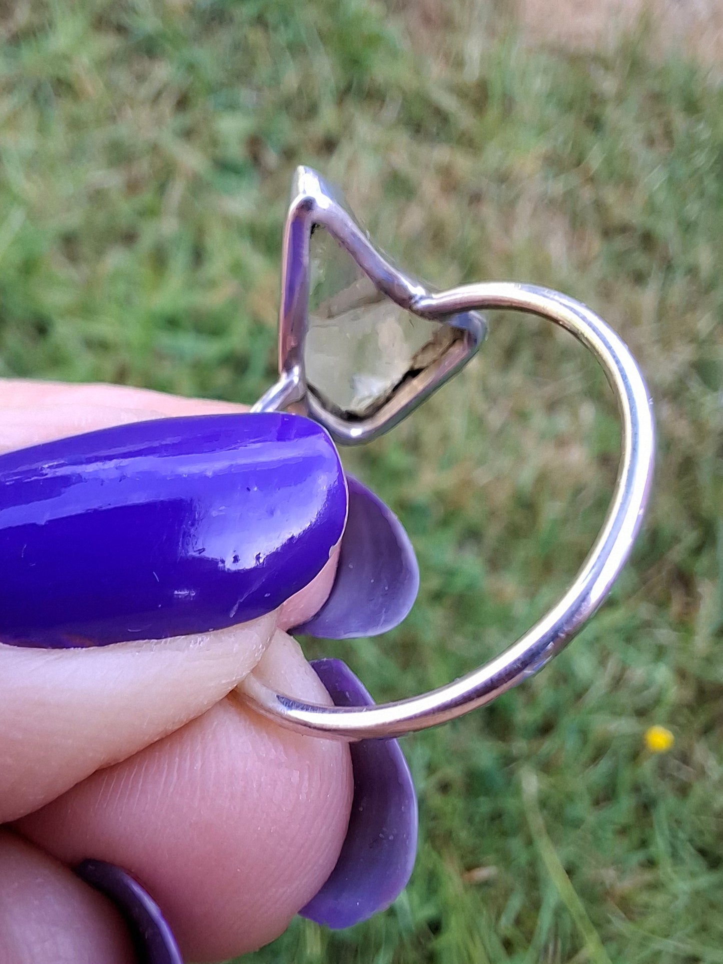 Libyan Desert Glass Ring, size large W, 925 Silver, Tektite (Ref: LR62)