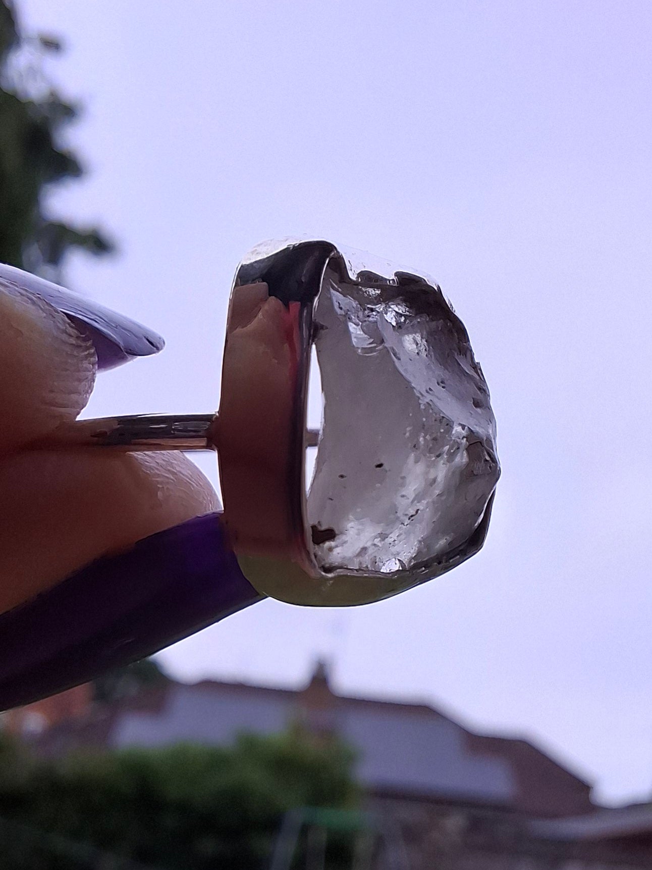 Libyan Desert Glass Ring, size P, 925 Silver, Tektite (Ref: LR27)