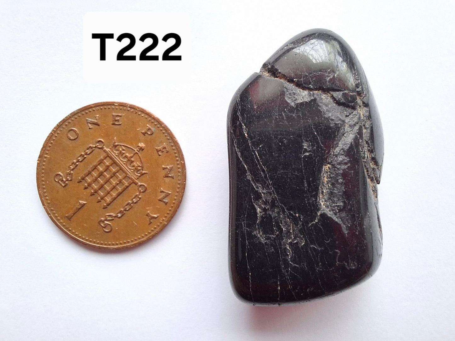 Black Tourmaline, Tumble Stone, Crystal (Ref: T222)