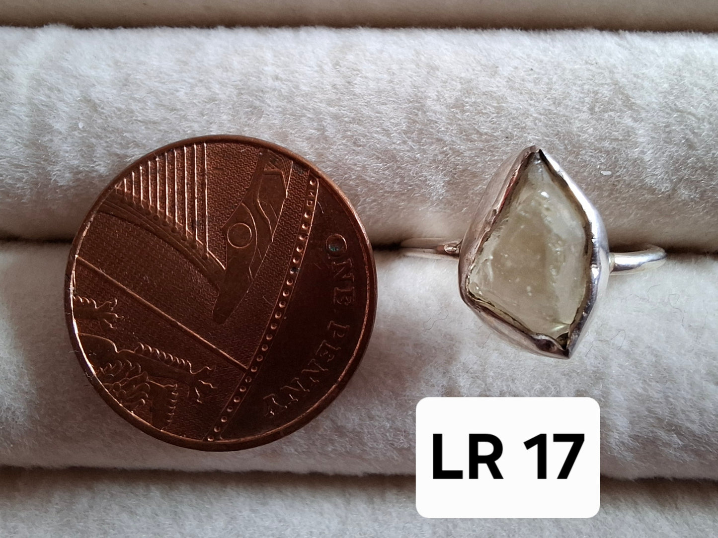 Libyan Desert Glass Ring, size large K/small L, 925 Silver, Tektite (Ref: LR17)