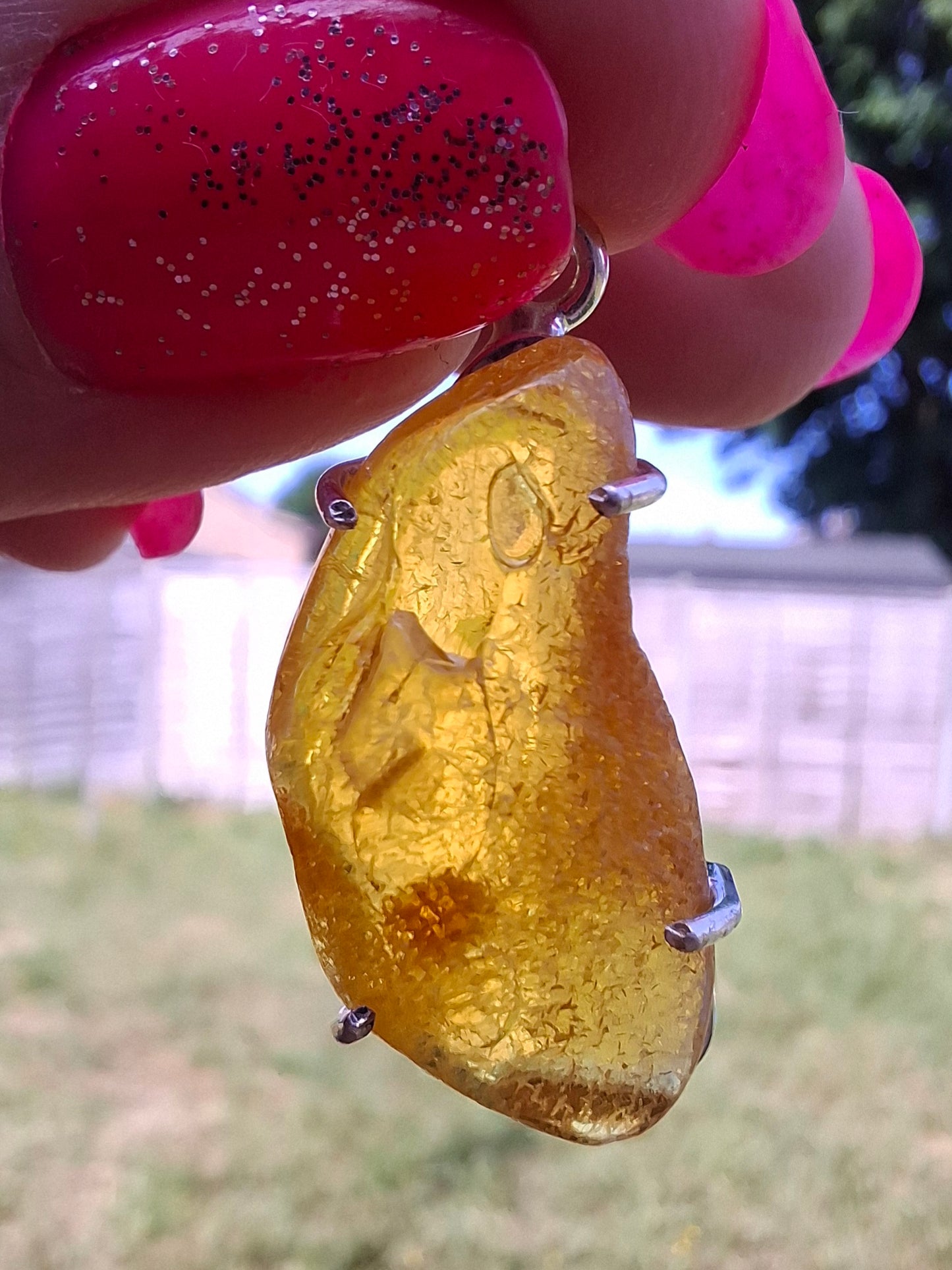 Baltic Amber Pendant, 925 Silver, Fossil (Ref: AP14)