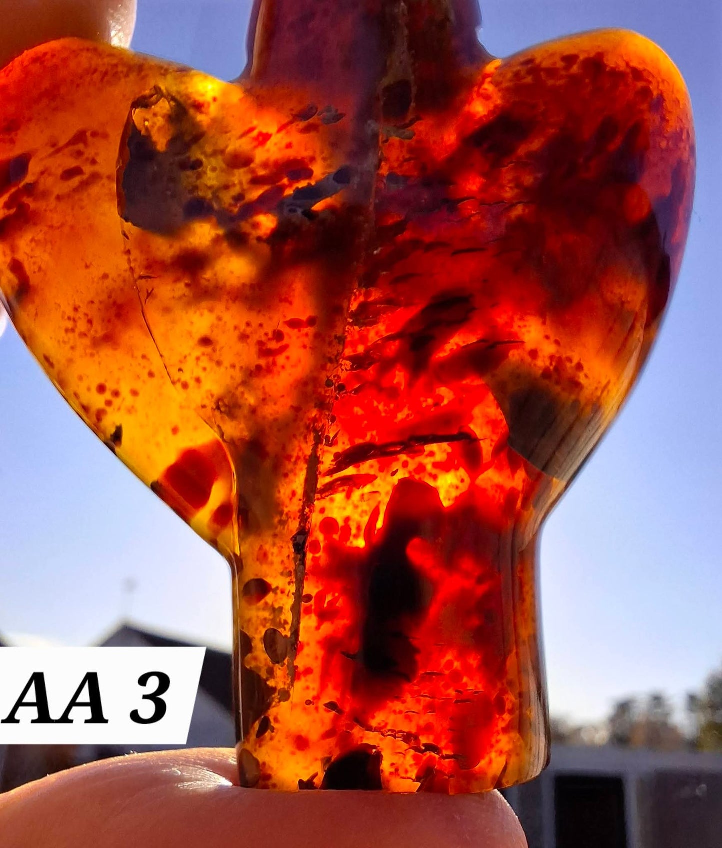 Red Amber Angel, 22.65, Carving, Fossil (Ref: AA3)