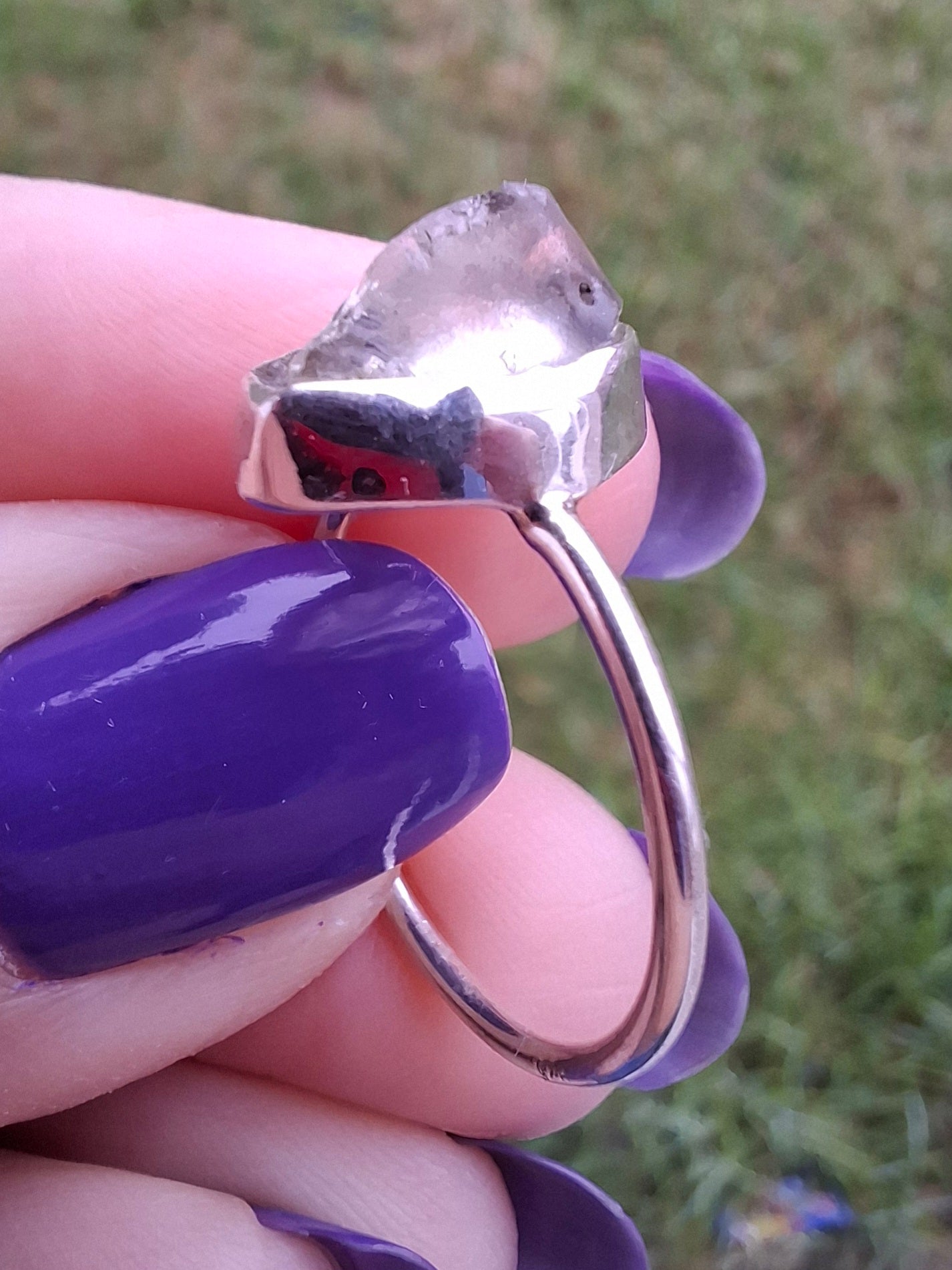 Libyan Desert Glass Ring, size small P, 925 Silver, Tektite (Ref: LR25)