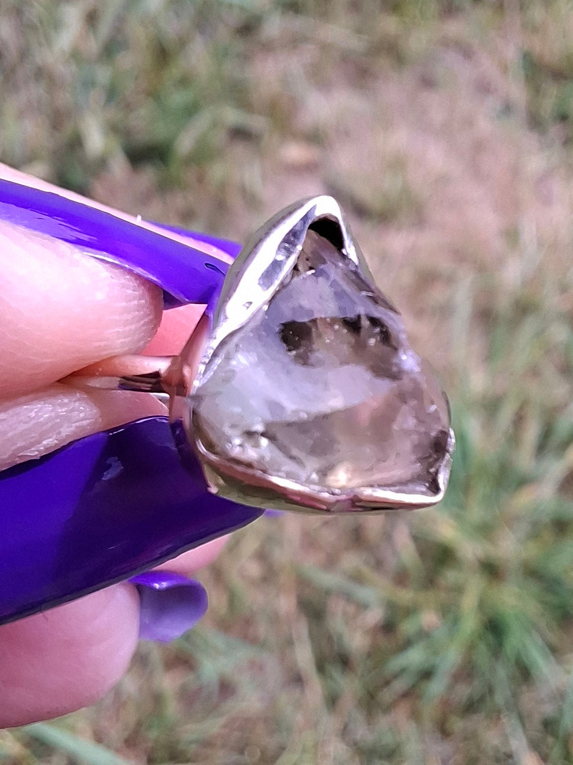 Libyan Desert Glass Ring, size large G, 925 Silver, Tektite (Ref: LR2)