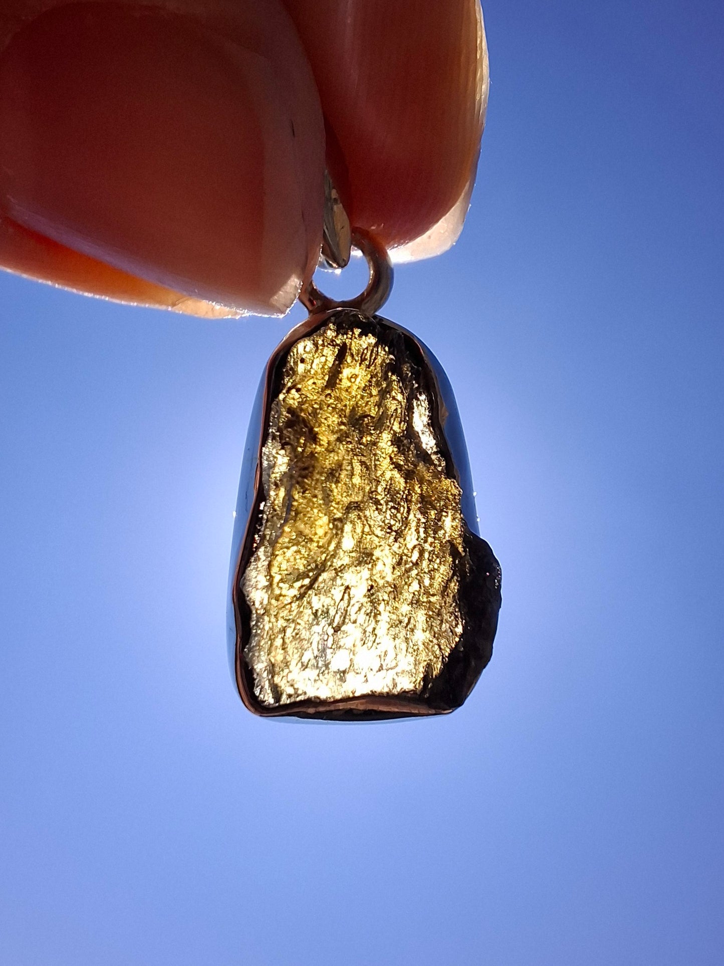 Moldavite Pendant, 925 Silver, Tektite (Ref: P15)